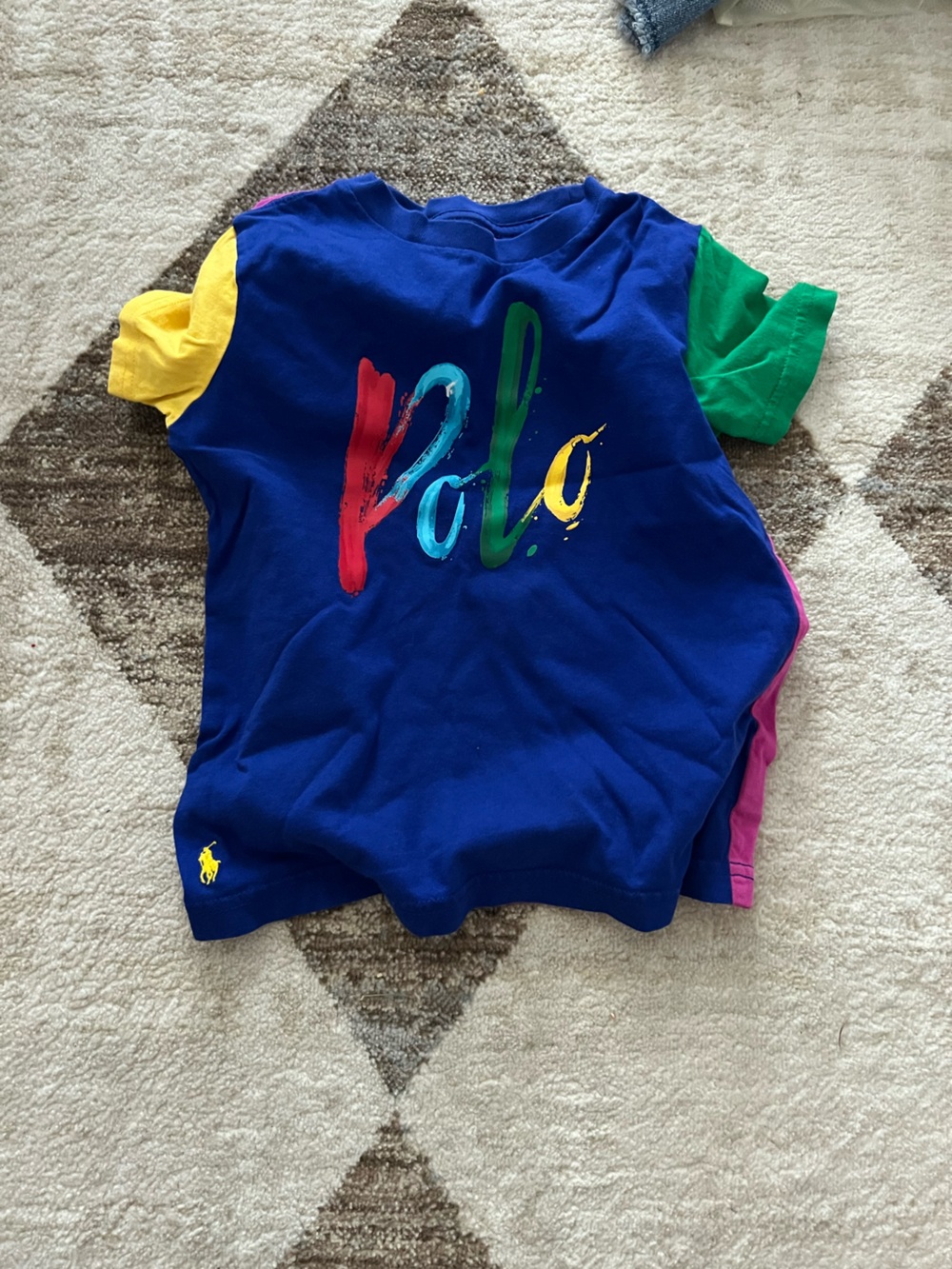 Polo by Ralph Lauren Blue Multi-Color Logo Kids Tee